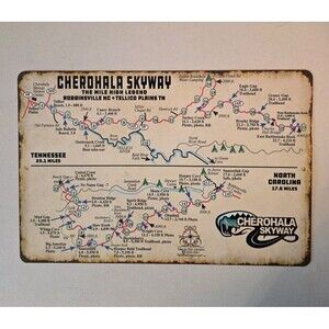 Cherohala Skyway Metal Sign Map The Mile High Legend - 18x12